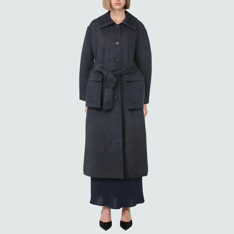 Dark grey single-breasted women's wool coat