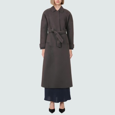Autumn and winter women's belted wool coat