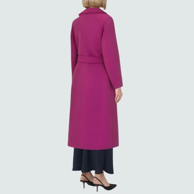 Purple double-breasted warm women's wool coat