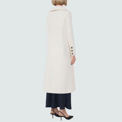 White elegant double-breasted women's wool coat