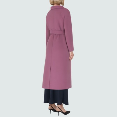 Classic purple double-breasted women's wool coat