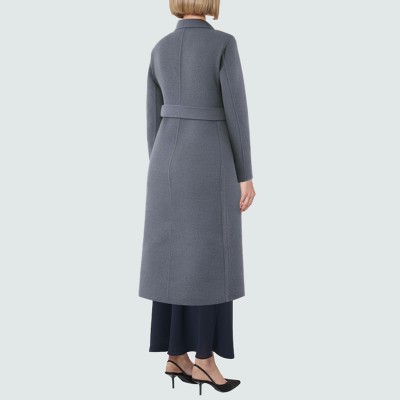 Grey shawl collar warm women's wool coat