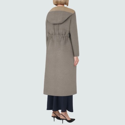 Fashionable warm hooded women's wool coat