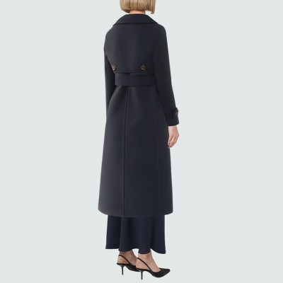 Women's windproof double-breasted wool coat