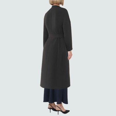 Black simple warm women's wool coat