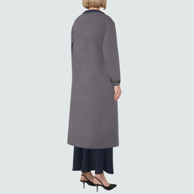 Contrast color double-faced women's wool coat