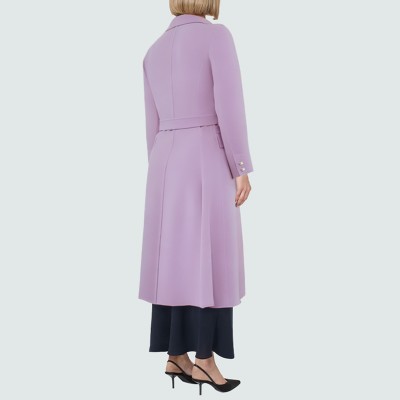 Purple simple belted women's wool coat