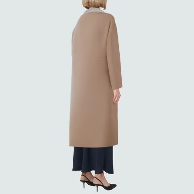 Casual two-tone loose women's wool coat