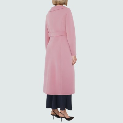 Simple belt warm women's wool coat