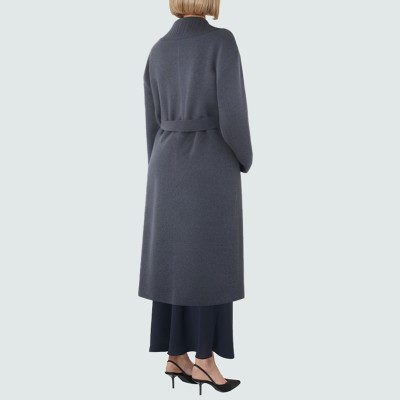 Dark grey single-breasted women's wool coat