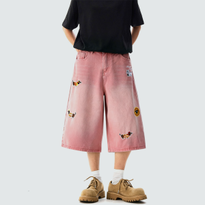 Retro Print Men's Denim Shorts