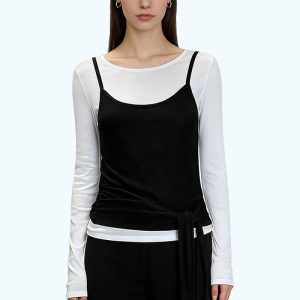 Faux Two-Piece Long-Sleeved Top