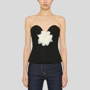 Strapless floral cropped tank top