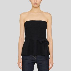 strapless bow knitted vest