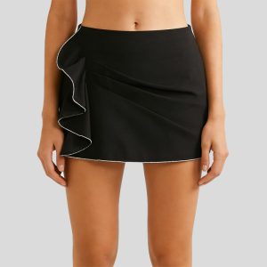 Black mini skirt with ruffles and beading