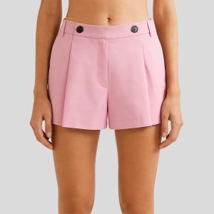 High-waisted pleated casual shorts
