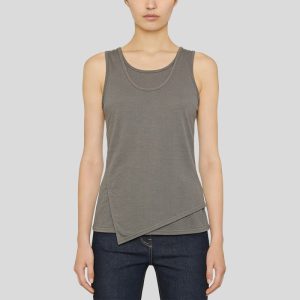 Simple Shadow Asymmetrical Crew Neck Vest