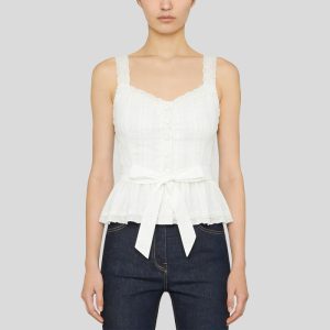 Fresh bow-tie V-neck cropped vest
