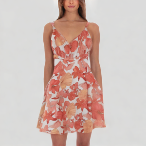 Halter Neck Floral Print Suspender Dress