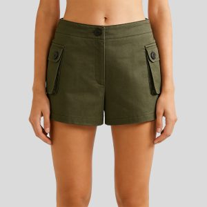 Fresh Green Side Pocket Casual Shorts